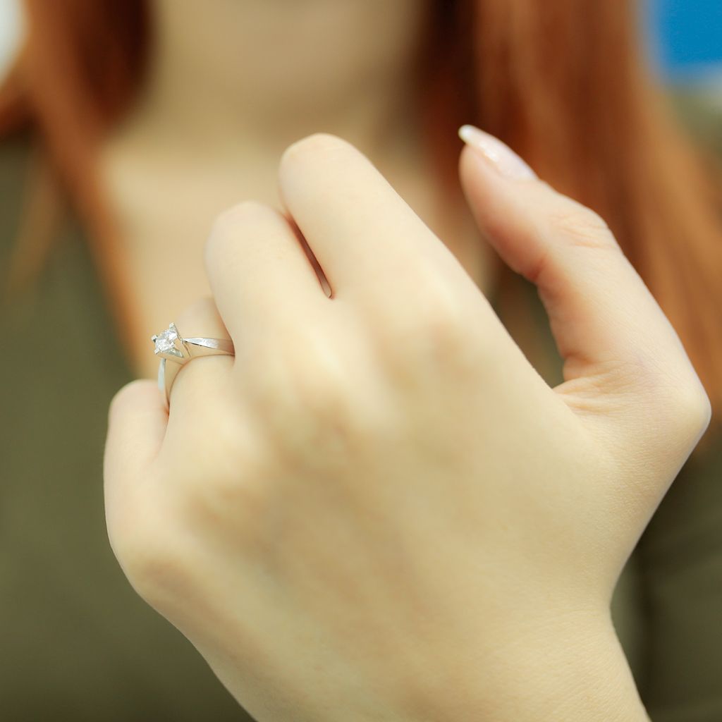 0,31 Carat Diamant Solitär Ring Meisterwerk 14 Karat Weißgold - 61 (19,40 mm)