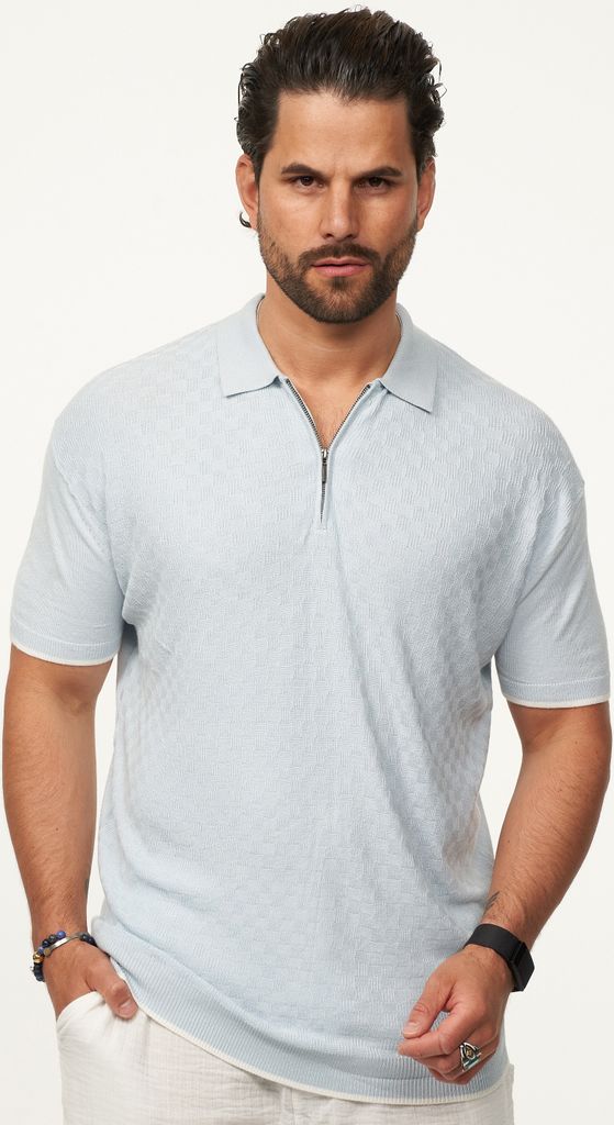 SOULSTAR Herren Poloshirt mit Half-Zip Herren Kurzarm Strick Polo-Hemd T-Shirt