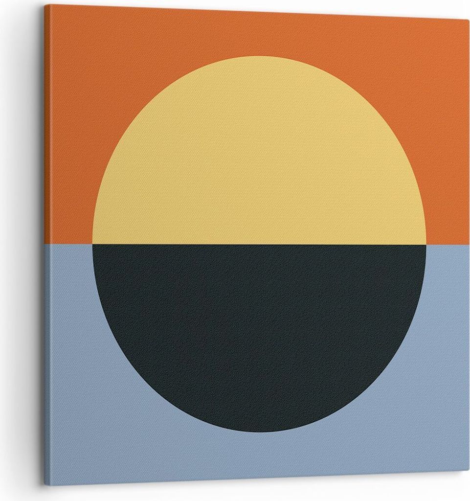 Bild auf Leinwand - Leinwandbild - Einteilig - Abstraktion Halbkreis Kontrast - 60x60cm - Wand Bild - Wanddeko - Wandbilder - Leinwanddruck - Bilde...