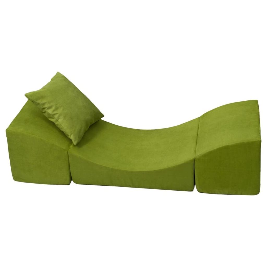 Klappbarer Sitzpuff, 3 in 1 Sessel: Sitzpuff, Chaiselongue, Kindertisch grün