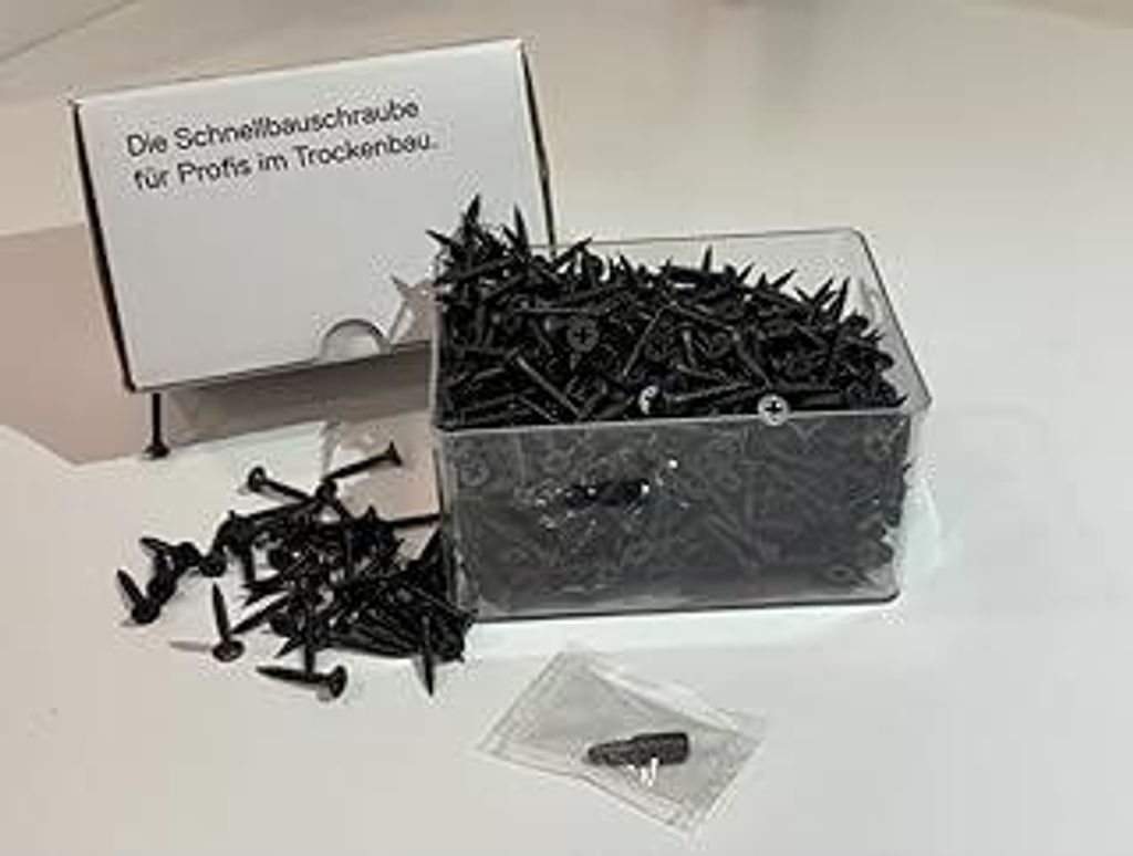 Schnellbauschrauben 3,5x25 für Trockenbau, Kreuzschlitz, Rigips, Grobgewinde, Senkkopf, Phosphatiert 1000STK im Karton inkl. Bit