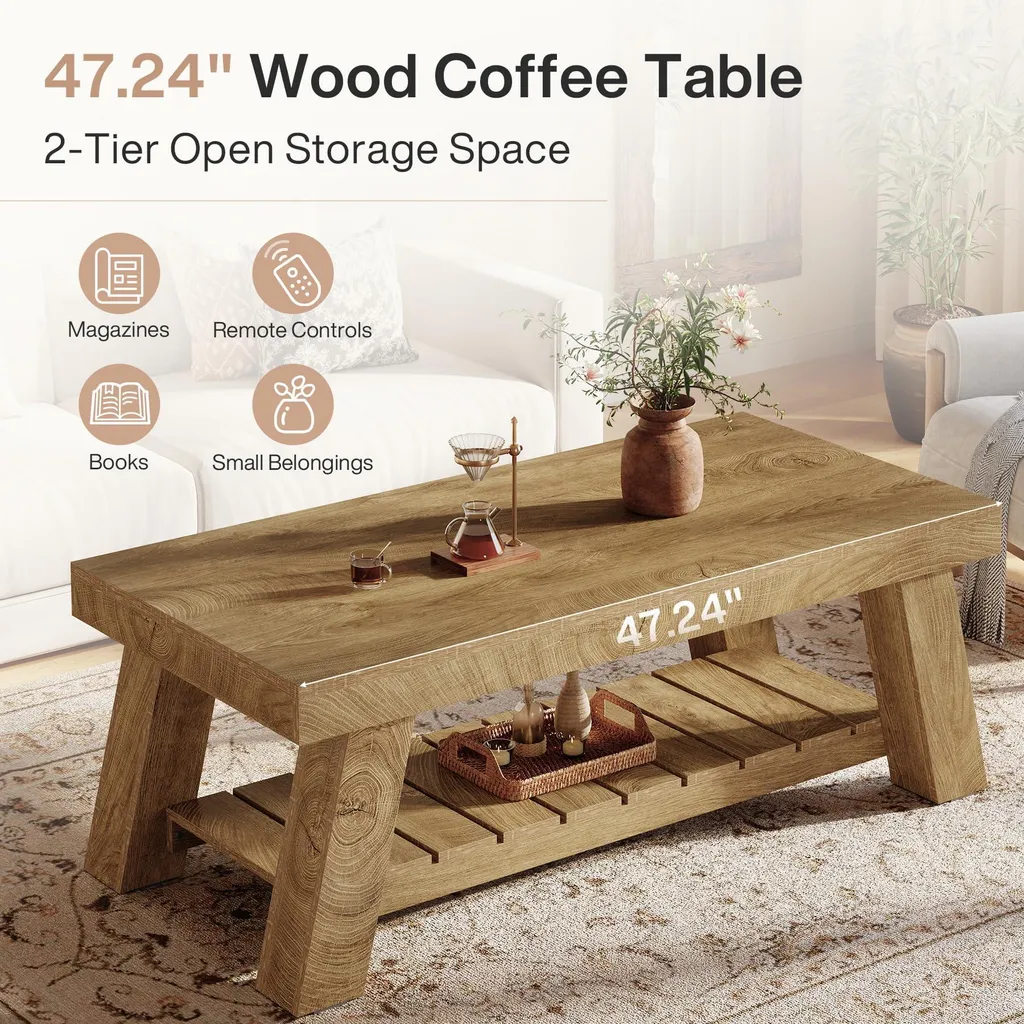 Table Basse Anti-Désordre avec Rangement Intégré pour Salon Encombré