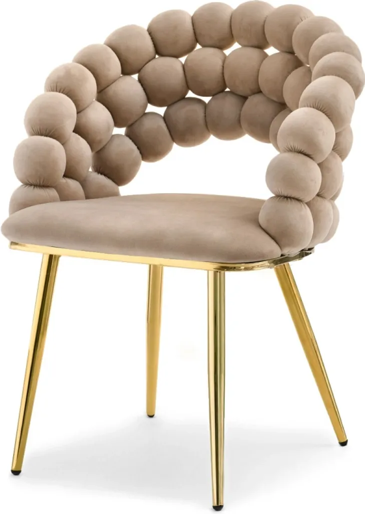 Chaise NAHIDA beige et or : confort haut de gamme et style chic