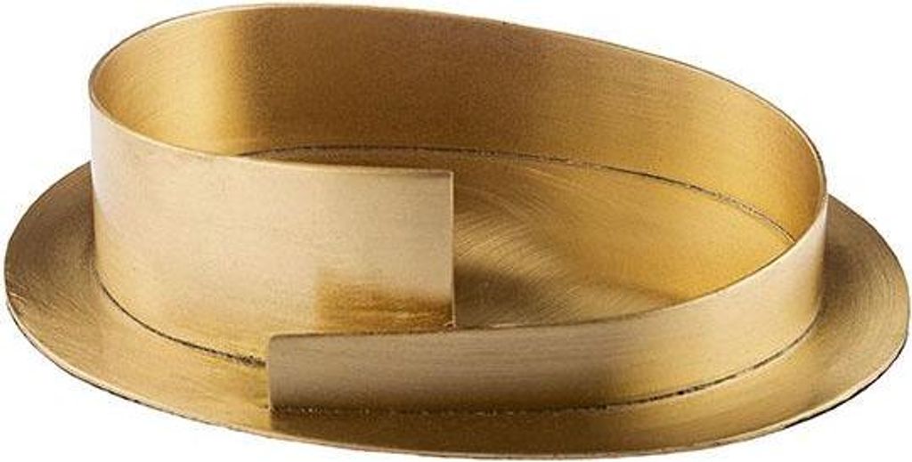 INNA-GLAS Ovaler Kerzenhalter Messing Kataleya, für Kerzen ca. 6x9cm, matt gebürstet, Gold, 12cm - Kerzenständer