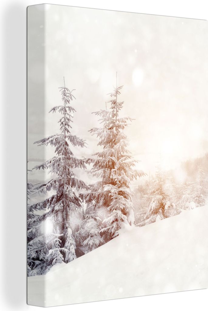 MuchoWow - Leinwandbilder - Baum - Schnee - Winter, Wandbild, Wanddeko Bilder Wohnzimmer, 30x40 cm