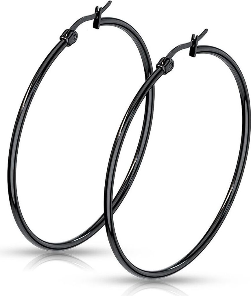 Damen Creolen Kreolen Ohrringe Ohrstecker Edelstahl Autiga schwarz 70 mm