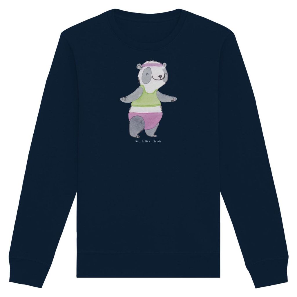 Mr. & Mrs. Panda Nachhaltiger Pullover Panda Aerobic Größe XL - French Navy - Geschenk, Pulli, Bio, Sweatshirt, Fitnessstudio, Rundhals, Sweater,...