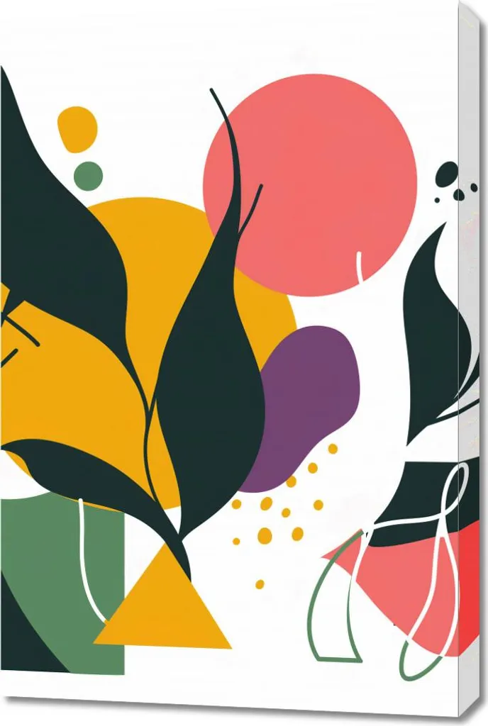 Quadro 60x90 cm Astratto botanico colorato