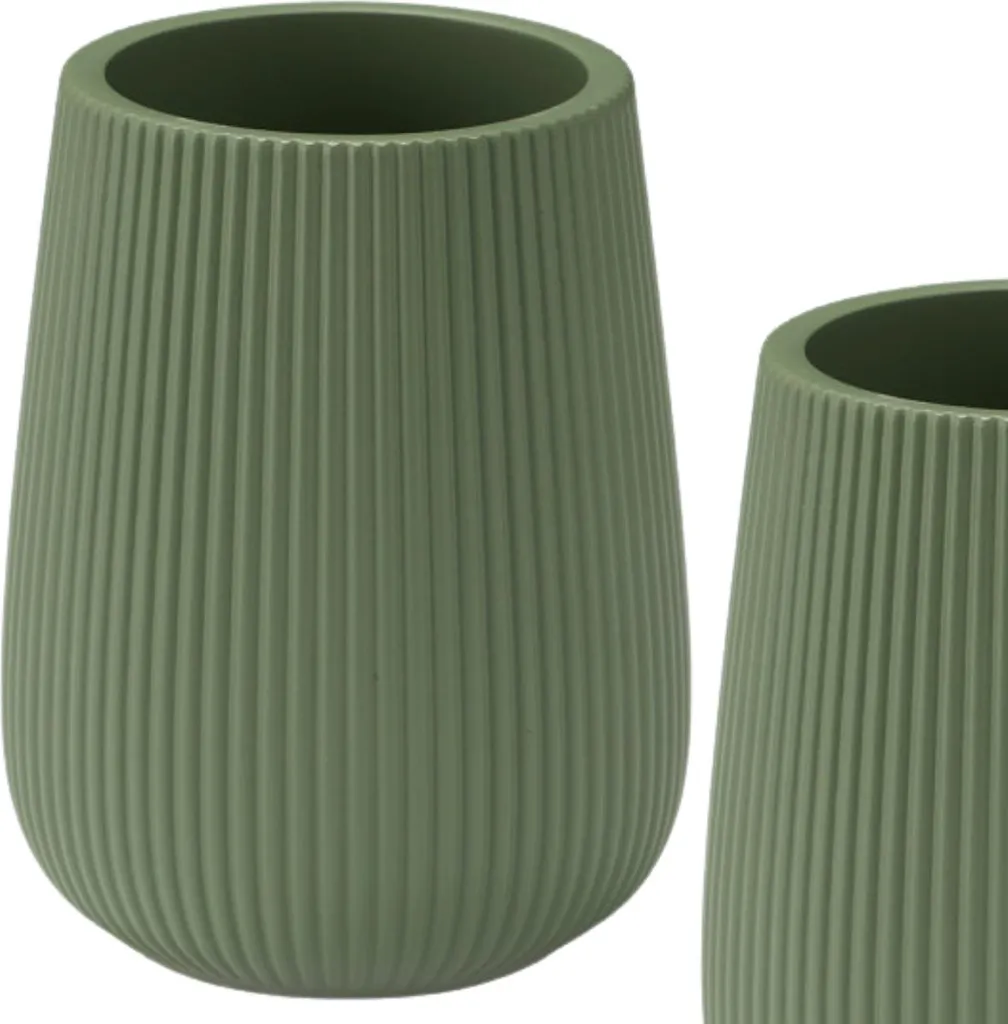 Portaspazzolino BERILO Verde Scanalato 11x8 cm | Accessorio Bagno Chic - 5