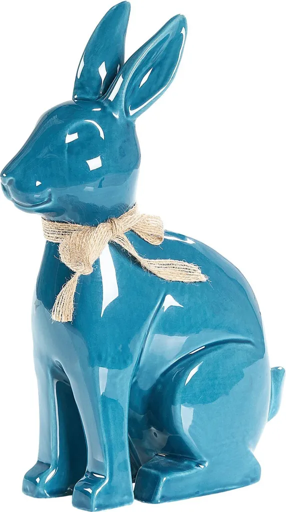 Statue Déco Bleue 27 cm Figurine Lapin Moderne pour Étagère et Buffet