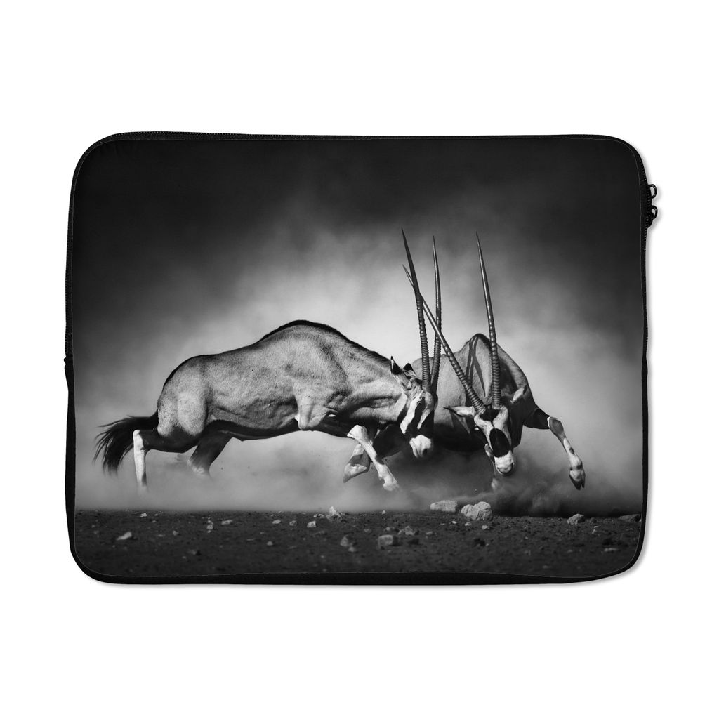 MuchoWow Laptop Hülle 15 Zoll Antilope - Schwarz und weiß - Porträt - Wildtiere - Tiere Laptoptasche - Laptoptasche - Sleeve - Rundum-Schutz