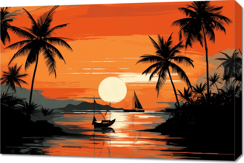 Tableau 90 x 60 cm Tranquillité tropicale - Décoration murale exotique