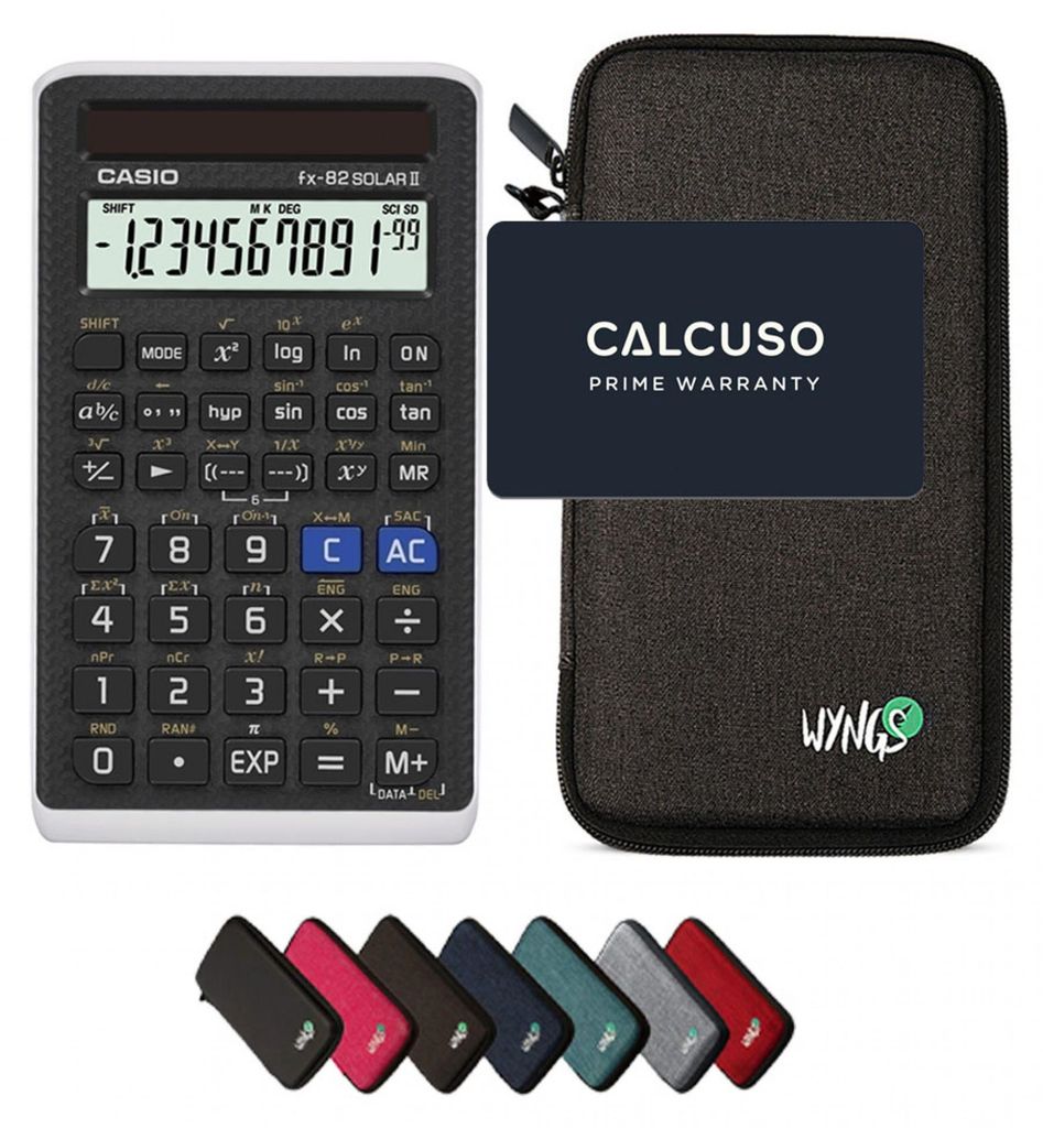 Casio fx-82 Solar II inkl. WYNGS Schutztasche Dunkelgrau - Produktbild 