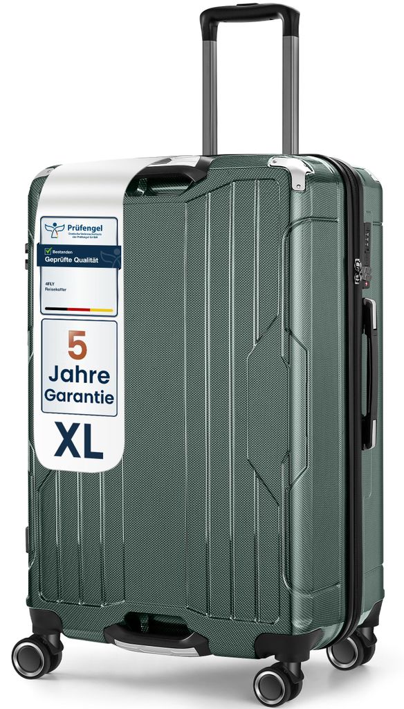 4FLY Aluminium-Rahmen Hartschalen Reisekoffer XL 77 cm (103L) aus PC+ABS – mit TSA-Schloss, 4 Spinner-Doppelrollen, Reisegepäck