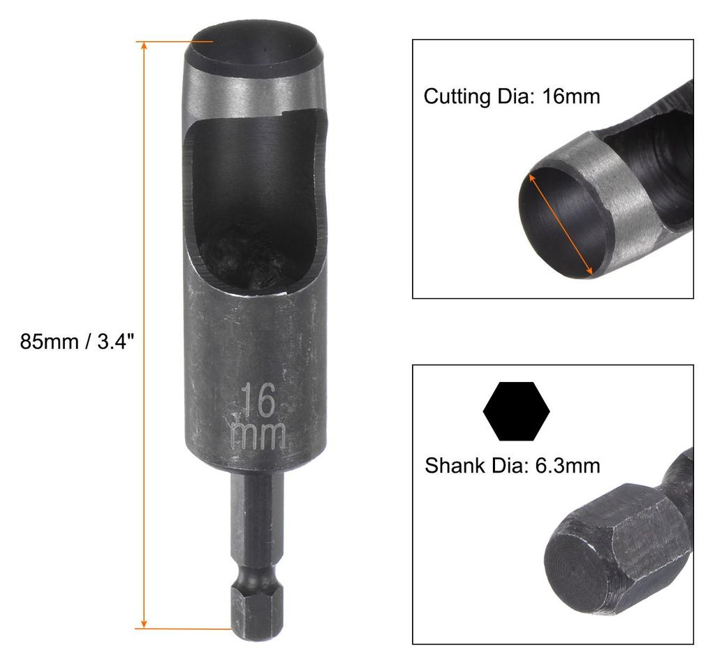 3 Stš¹ck 16 mm Lochstanzer fš¹r Leder, Locheisen mit 1/4 Zoll Sechskantschaft fš¹r Bohrer, Lochstanze Einzelstanze fš¹r Gš¹rtel Uhrenarmb...