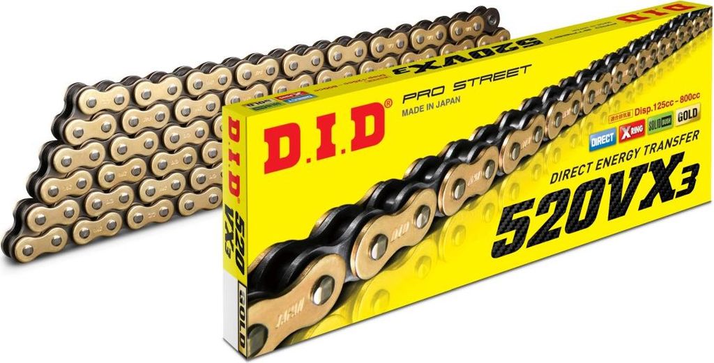 DID Kette "520VX2 G&B", 5/8 x 1/4, Pro-Street