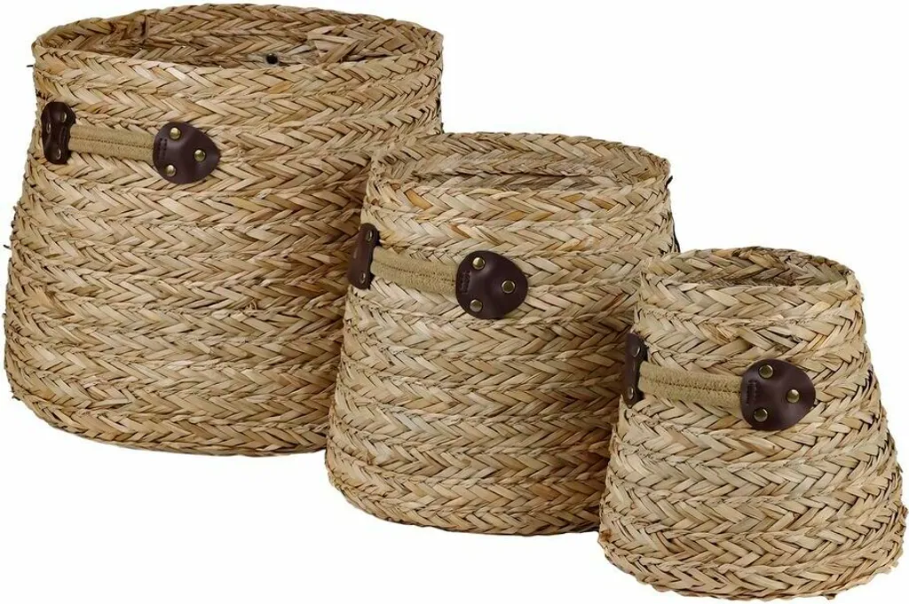 Set de 3 paniers DKD Home Decor en algues marines - 30 x 30 x 28 cm