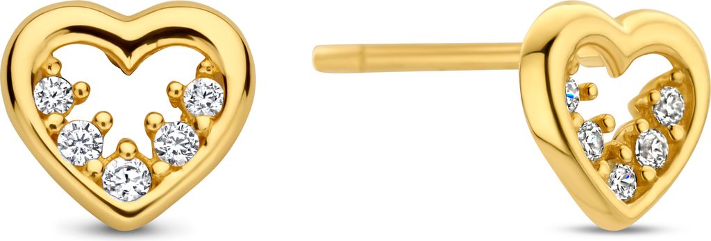 Neu Bling 9NBG-0740 Gold Ohrstecker Herz - Ohrringe - Herz - 5,3x5,6mm - Zirkonia - Ohrstecker - 14 Karat - Gold