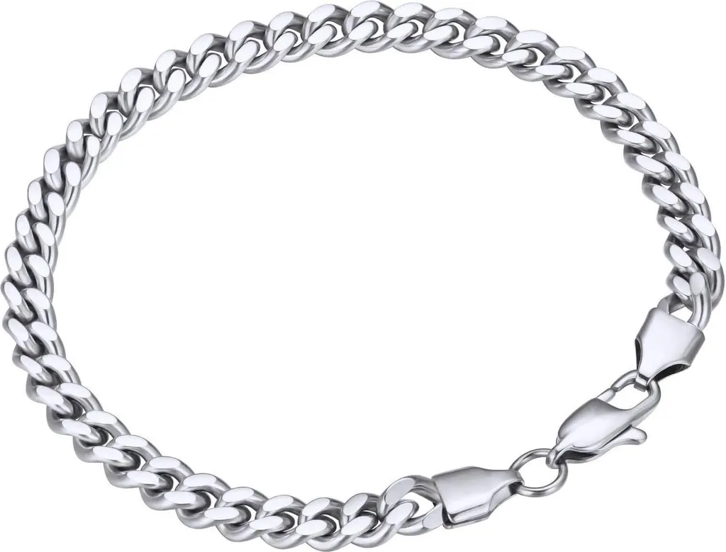 VEXXS Bracelet Cuban 6mm plaqué or 18k maille gourmette homme 19cm
