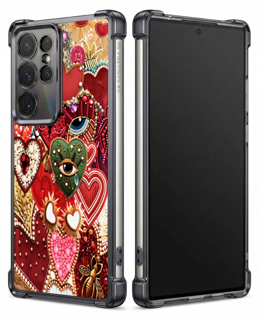 Personalisierte Hülle mit Bild für Samsung Galaxy S23 Ultra Elektroplattiert TPU Stoßdämpfer Handyhülle mit Herzaugenmuster-Design-Kunst