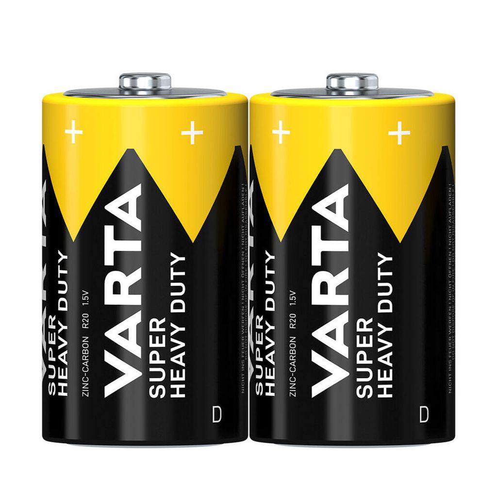 Two VARTA SUPERLIFE D batteries are shown side-by-side against a white background.