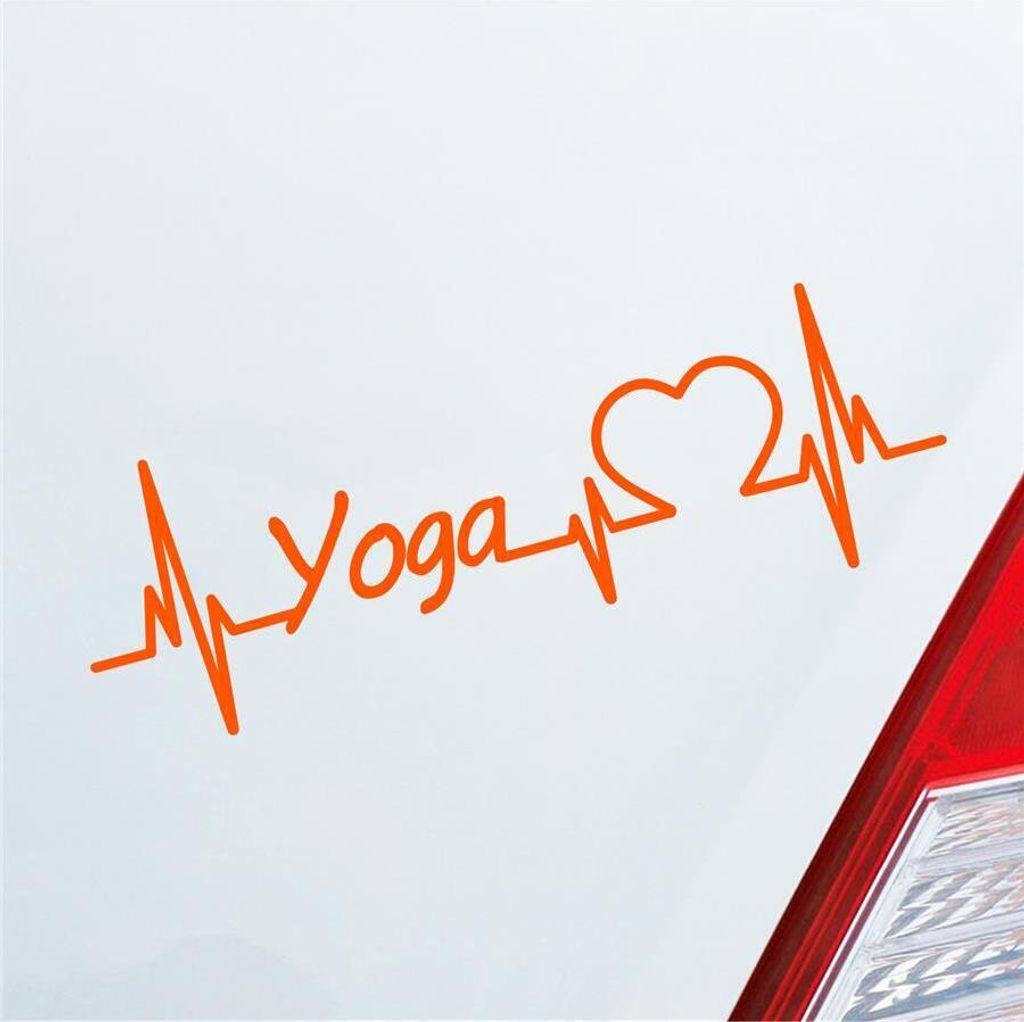 Auto Aufkleber Yoga Herzschlag Joga Hinduismus Indien Sport Liebe 19x6 cm Orange Sticker Heckscheibenaufkleber