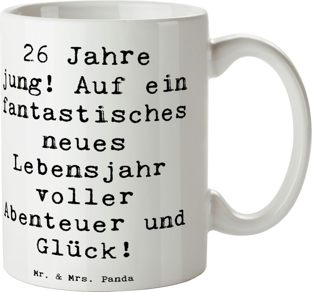 Mr. & Mrs. Panda Pott Spruch 26. Geburtstag - Weiß - Geschenk, Geburtstagsdeko, 26 Jahre, Tasse, junges Erwachsenenalter, Kaffeetasse, Becher, Hap...