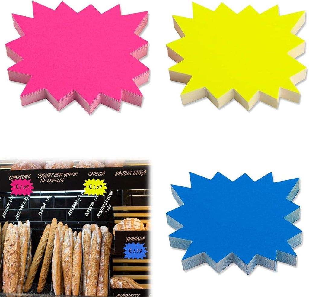 150 Stš¹ck fluoreszierende Preisschilder, sternf?rmige Preisschilder, unbedruckte sternf?rmige Preisschilder, fš¹r Einzelhandelsgesch?fte, Supe...