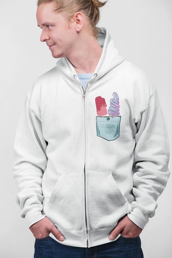 D&B Uni Hoodie ZIPPO00017 Ice Cream Weiß-Größe S