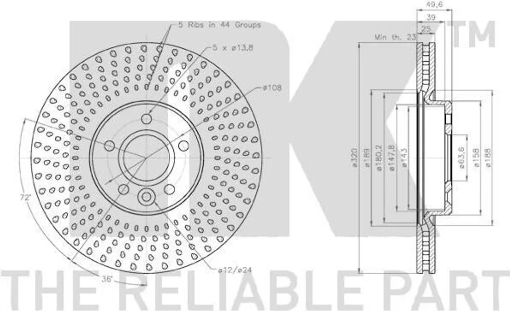 2 Disques de Frein Avant NK 3125105 pour FORD FOCUS III Turnier 300mm