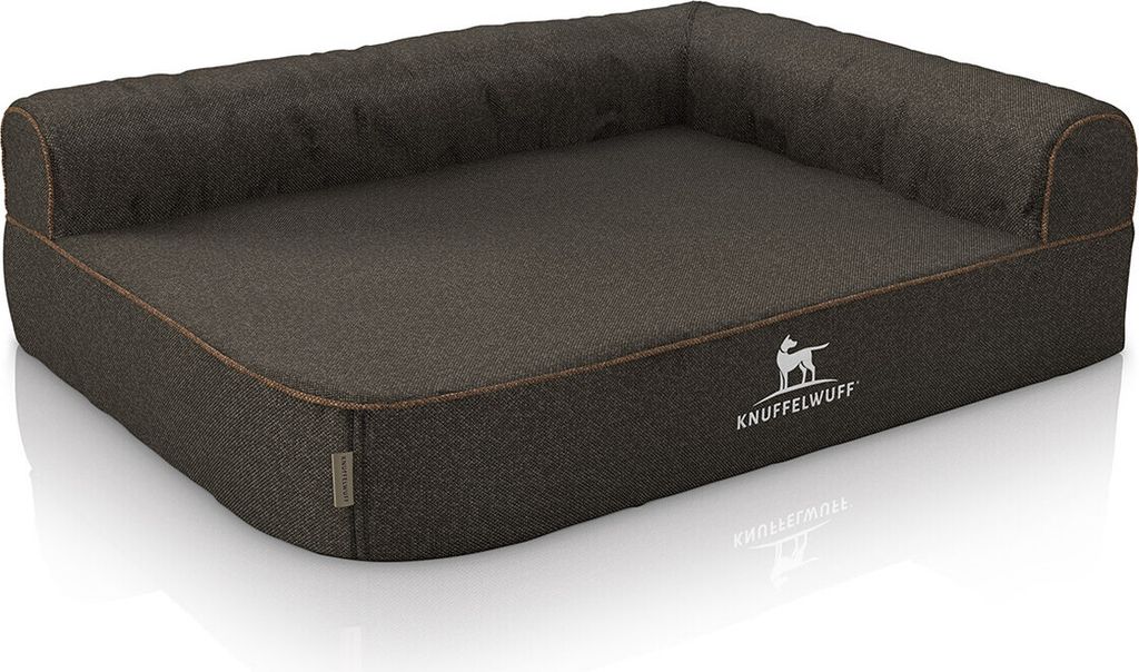 Orthopädisches Eck-Hundebett Marlie aus Velour XL Lehne Rechts schwarz