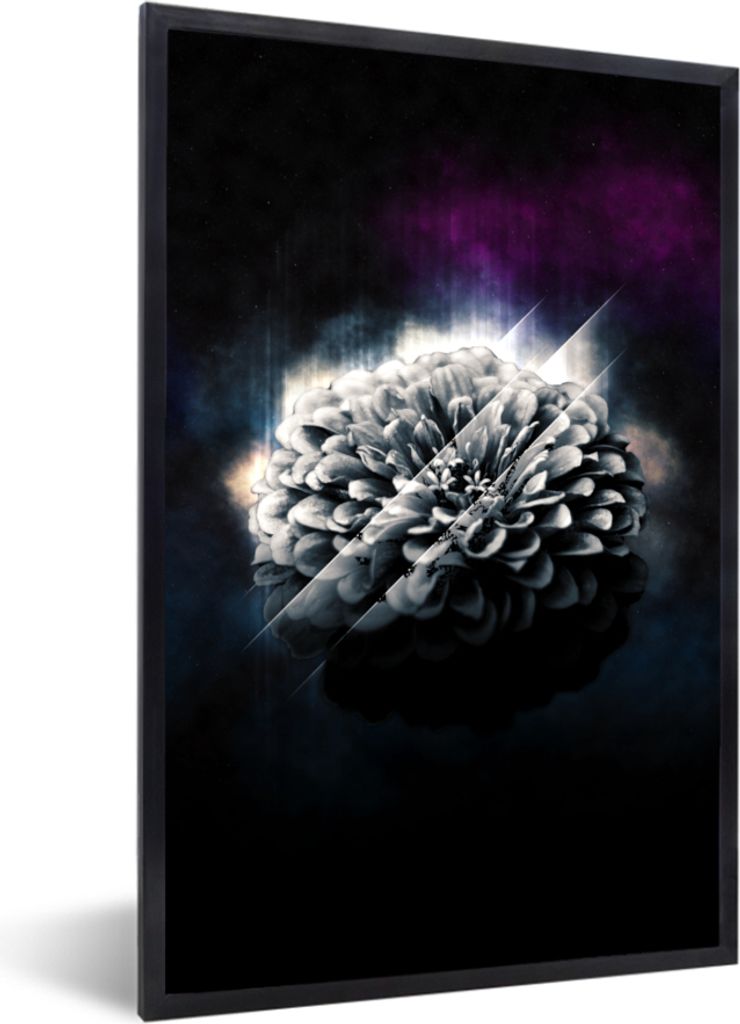 MuchoWow MuchoWow Gerahmtes Poster Blume - Licht - Schwarz 20x30 cm - Poster mit zchwarzem Bilderrahmen - Drucken - Bilder Poster im Rahmen