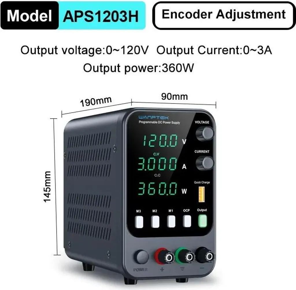 Alimentation CC programmable APS1203H 120V 3A avec protection OCP - 2