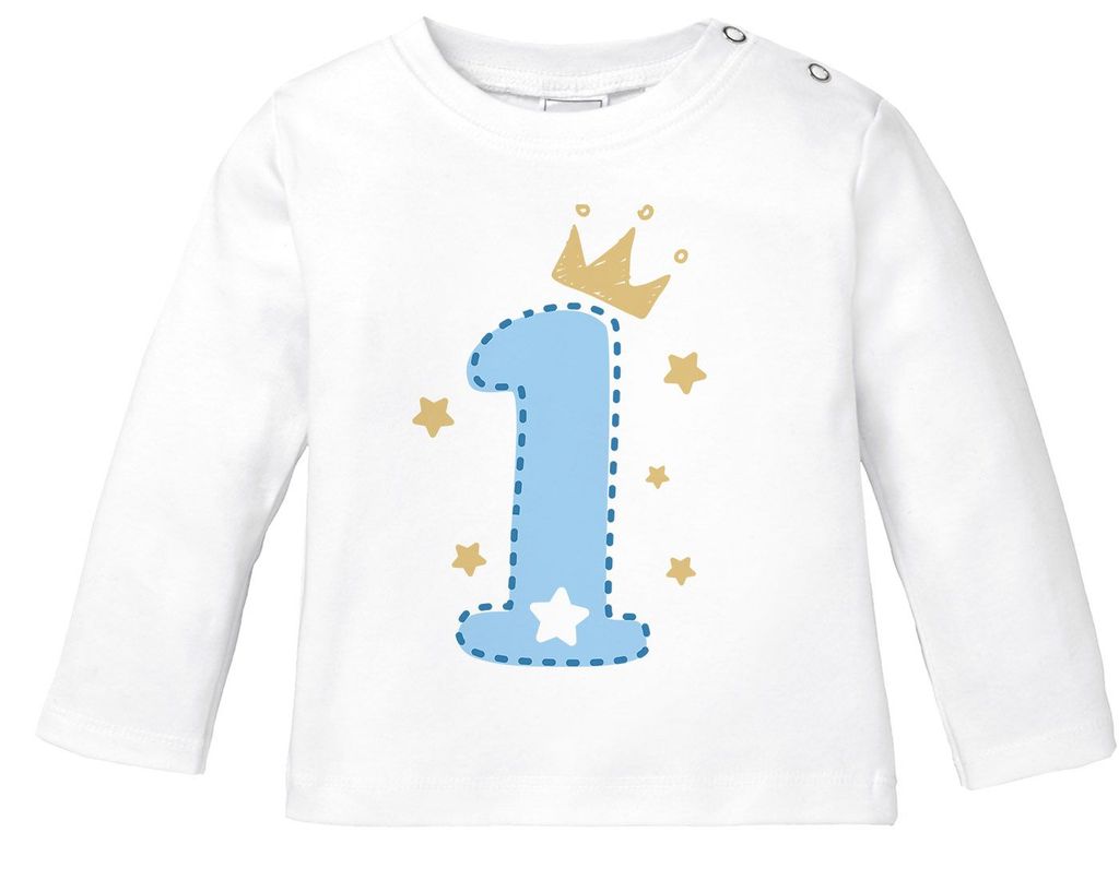 Baby T-Shirt kurzarm Babyshirt mit Aufdruck erster Geburtstag eins 1 Jahr Zahl 
