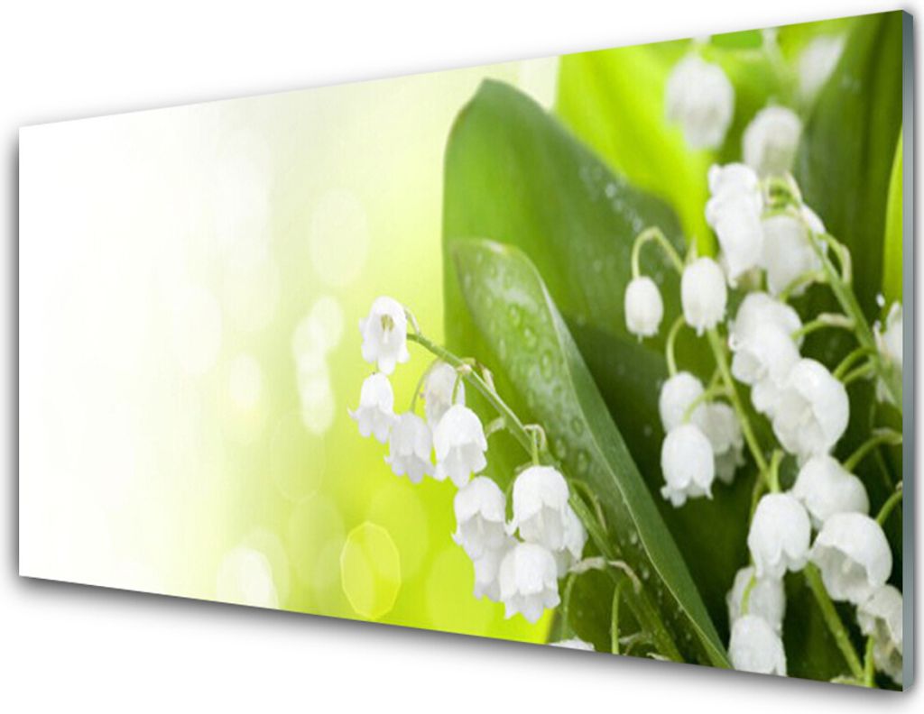 Küchenrückwand aus Glas 100x50cm Spritzschutz Maiglöckchen Blätter Pflanzen