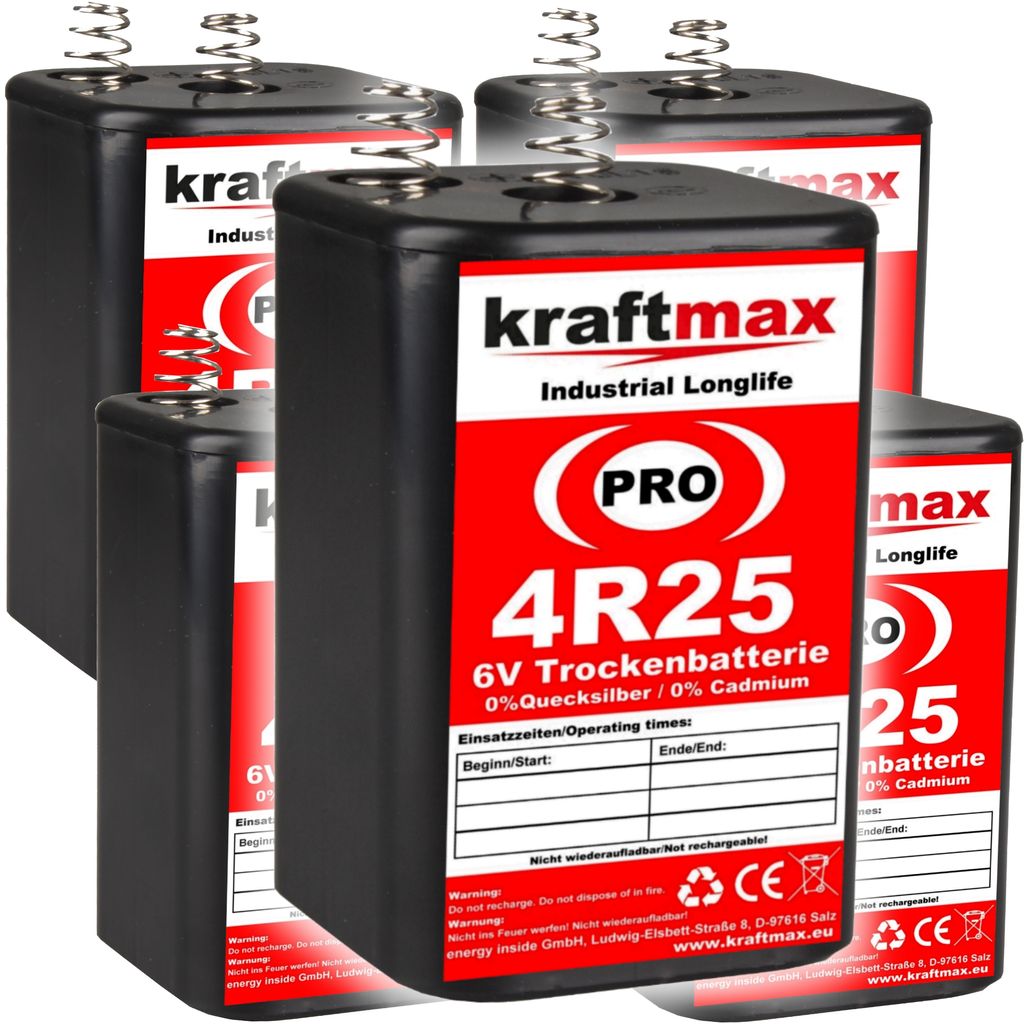 kraftmax 5er Pack 4R25 PRO - 6V Hochleistungs- Industrial Longlife Blockbatterie - 6 Volt Batterie Block - NEUSTE GENERATION 4R25X