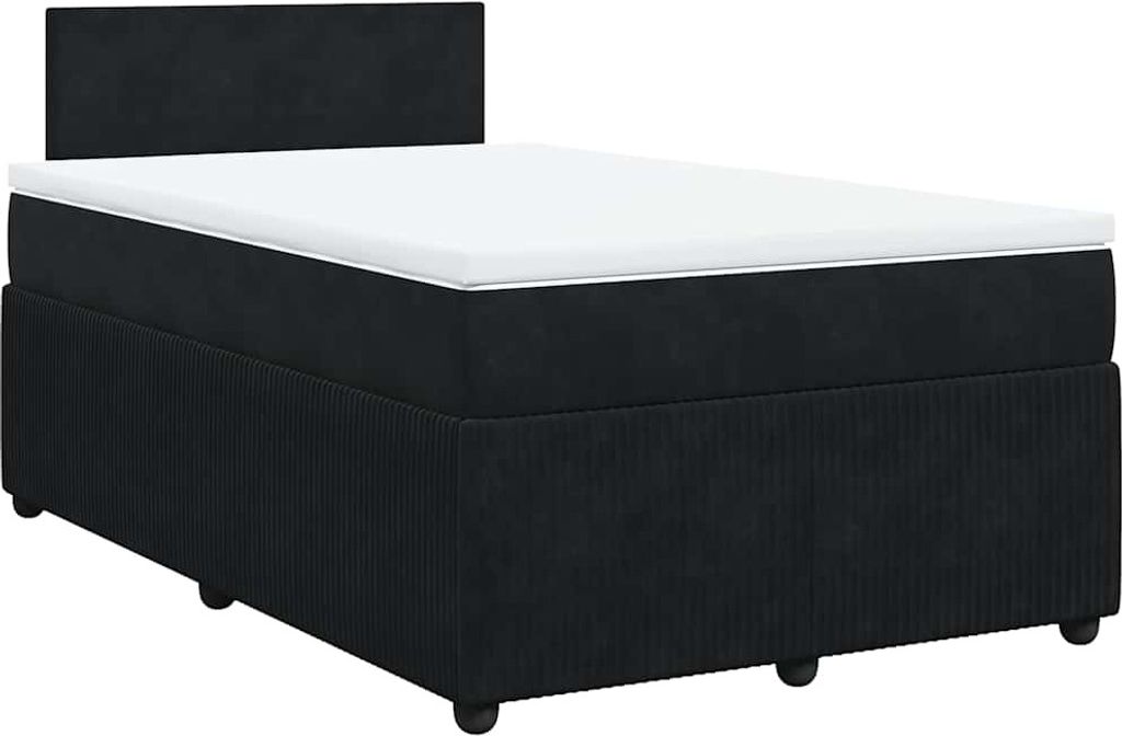 vidaXL Boxspringbett mit Matratze Schwarz 120x190 cm Samt