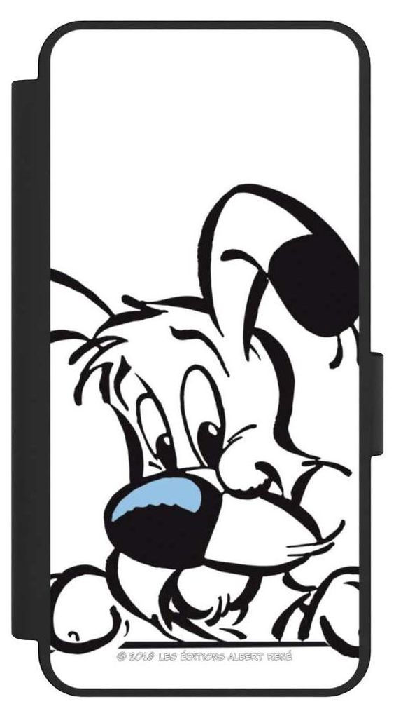 NIVOCASE Klapphülle für Samsung Galaxy S25 Edge Handyhülle aus Kunst Leder NIVOflip schwarz Comic Idefix Offizielles Lizenzprodukt