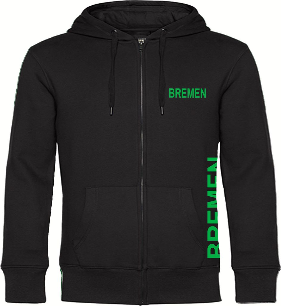 multifanshop Kapuzen Sweatshirt Jacke - Bremen - Brust & Seite, schwarz, Größe 3XL