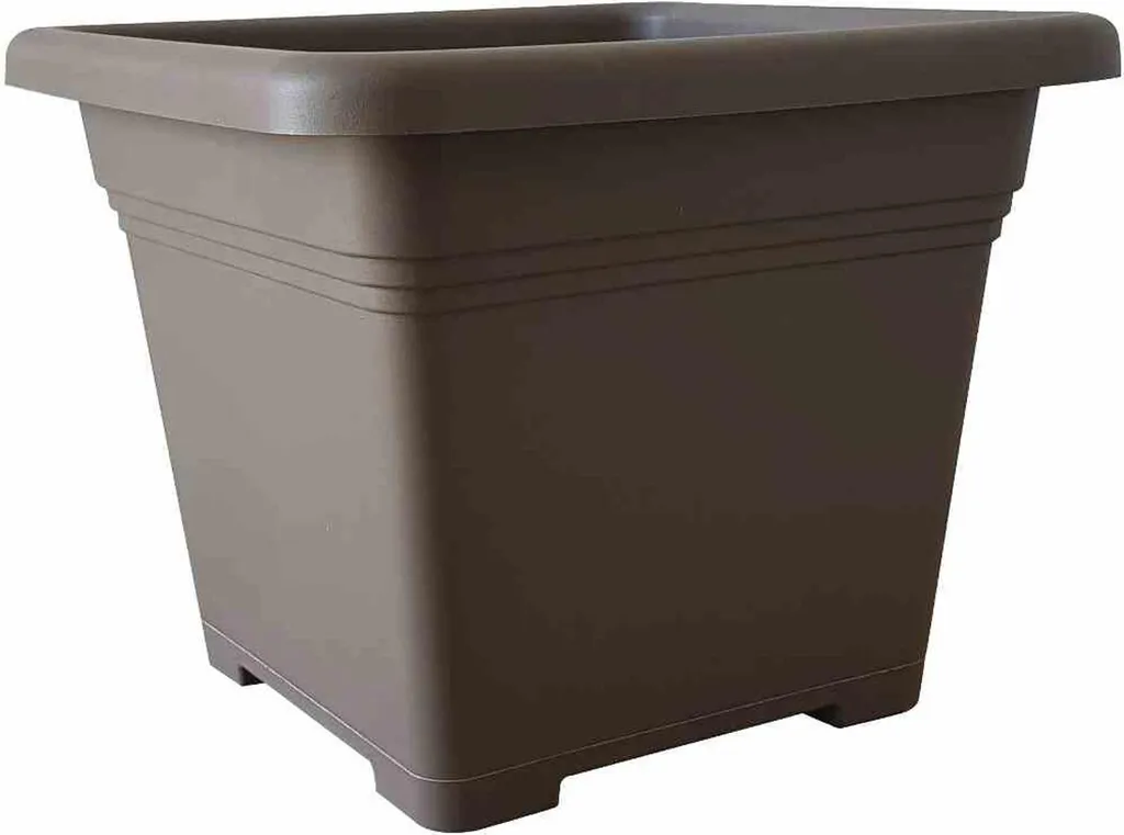 Pot de fleurs Carré 48 cm Siena QUADRO Taupe - Idéal pour Arbustes et Buis