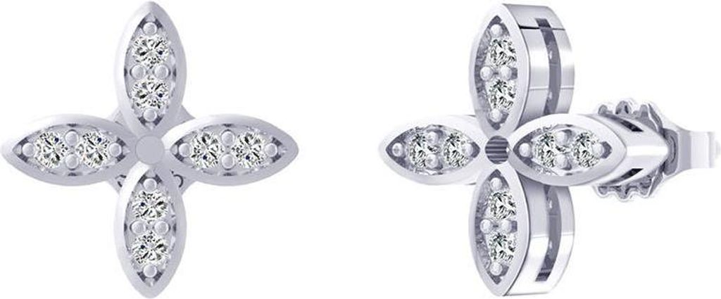 Serelina - Silber Ohrringe Kleeblatt mit Zirkonia Steinen – Vergoldet