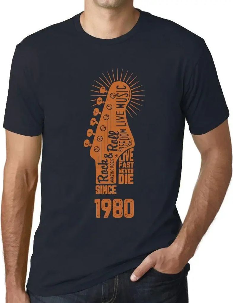 Herren Grafik T-Shirt Lebe schnell stirb nie Gitarre und Rock & Roll seit 1980 – Live Fast, Never Die Guitar and Rock & Roll Since 1980 – Gesch...