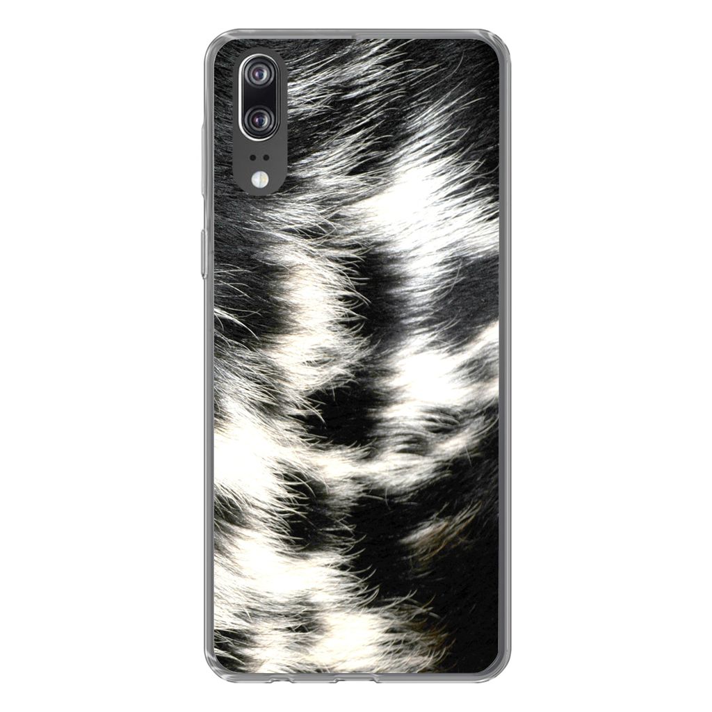 MuchoWow Handyhülle Schutzhülle Hülle für Huawei P20 Die Kuhhaut einer Langhornkuh Silikon Softcase Handy Hülle - Hardcover