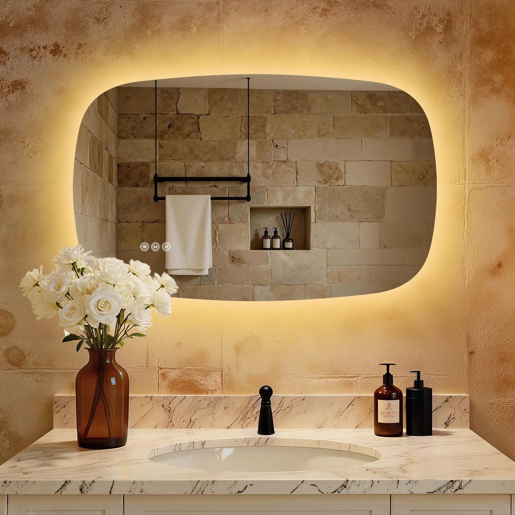 S'AFIELINA 80×50 cm miroir mural LED - miroir de salle de Image du produit 