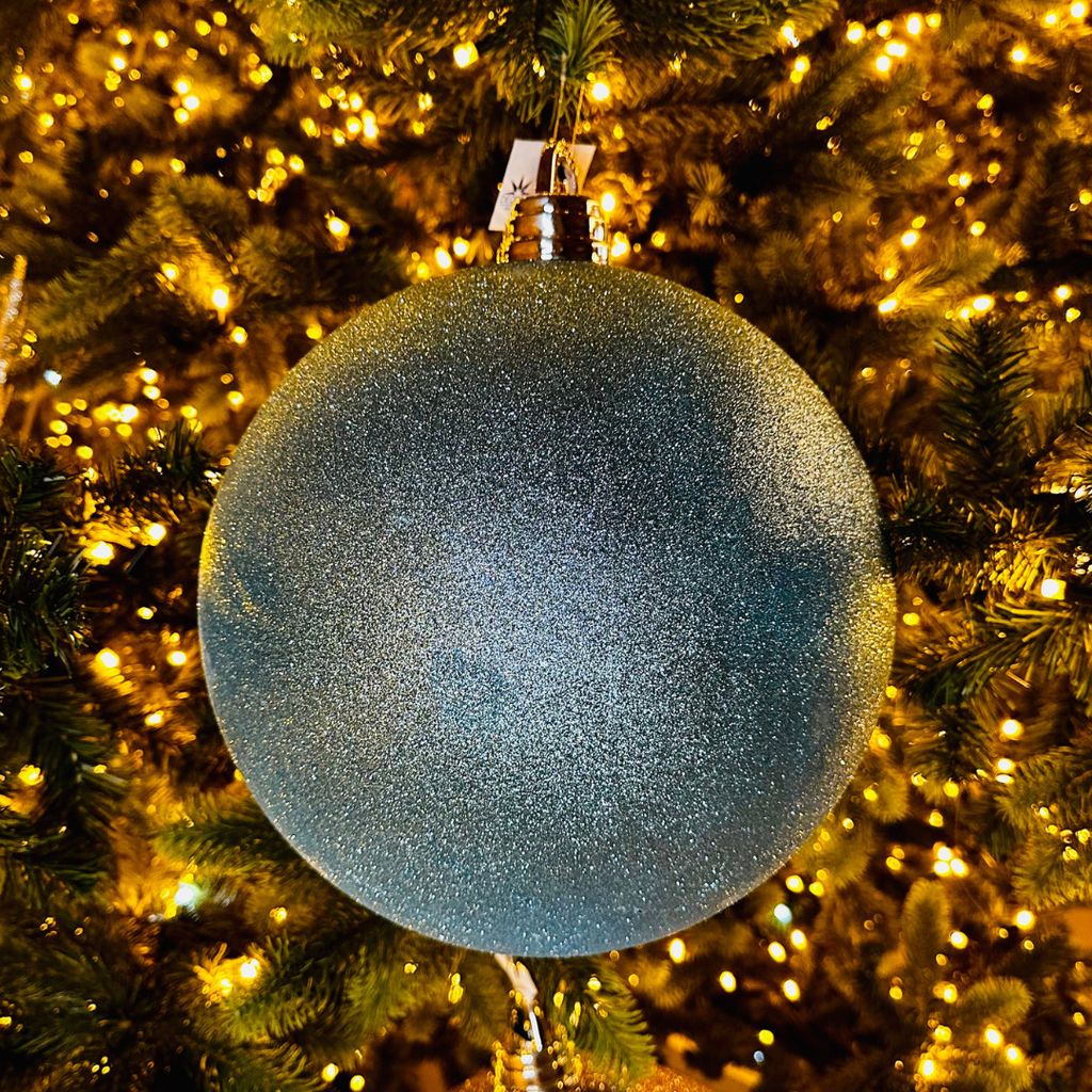 Plastikkugel, Durchmesser 20 cm, hellblau, Glitzer