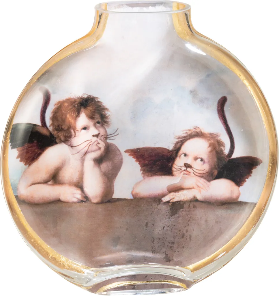 Vase J-Line Les Chartistes avec Anges Sculptés en Relief Antique