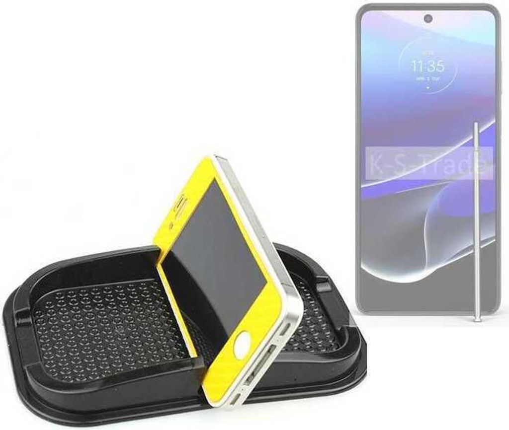 K-S-Trade Auto Anti Rutsch Matte Smartphone-Halter kompatibel mit Motorola Moto G Stylus 5G (2024) Haft Pad Armaturenbrett Handy-Halterung Silikon