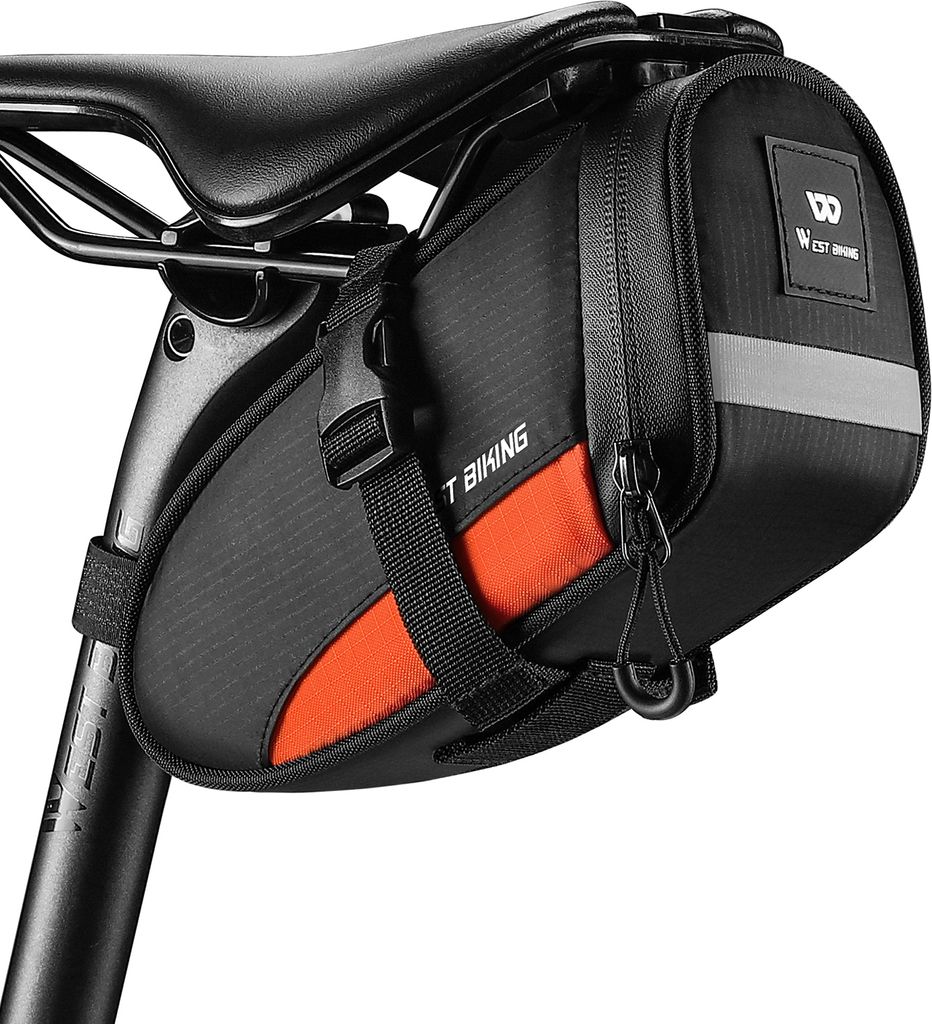 Fahrradtasche, reflektierende, aufhängbare Rücklicht-Fahrradtasche, Mountainbike-Satteltasche, Fahrradausrüstungstasche, Orange
