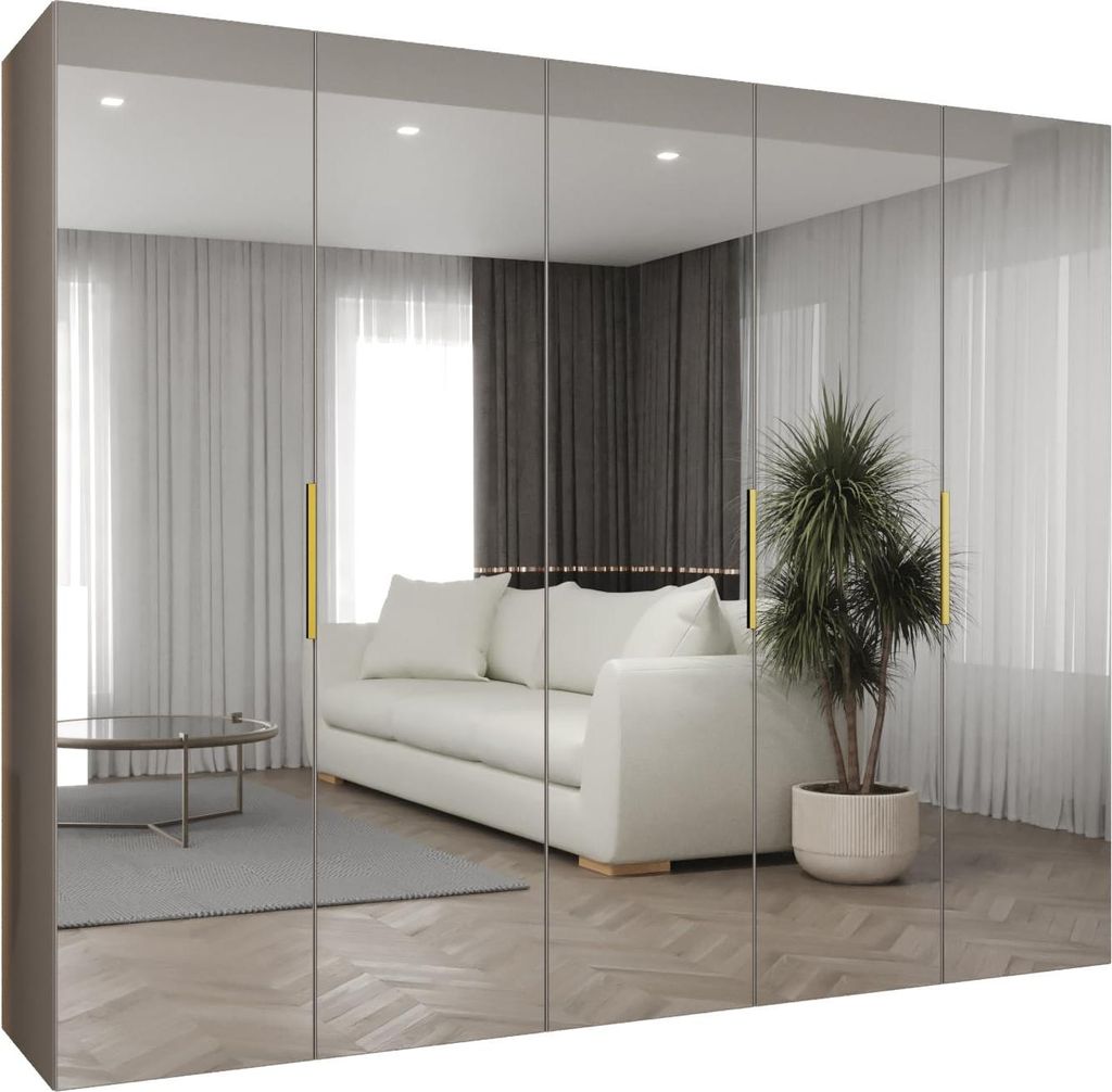 MEBLE KRYSPOL, Kleiderschrank, Schrank 250 cmx202x52, Kaschmir, Gold