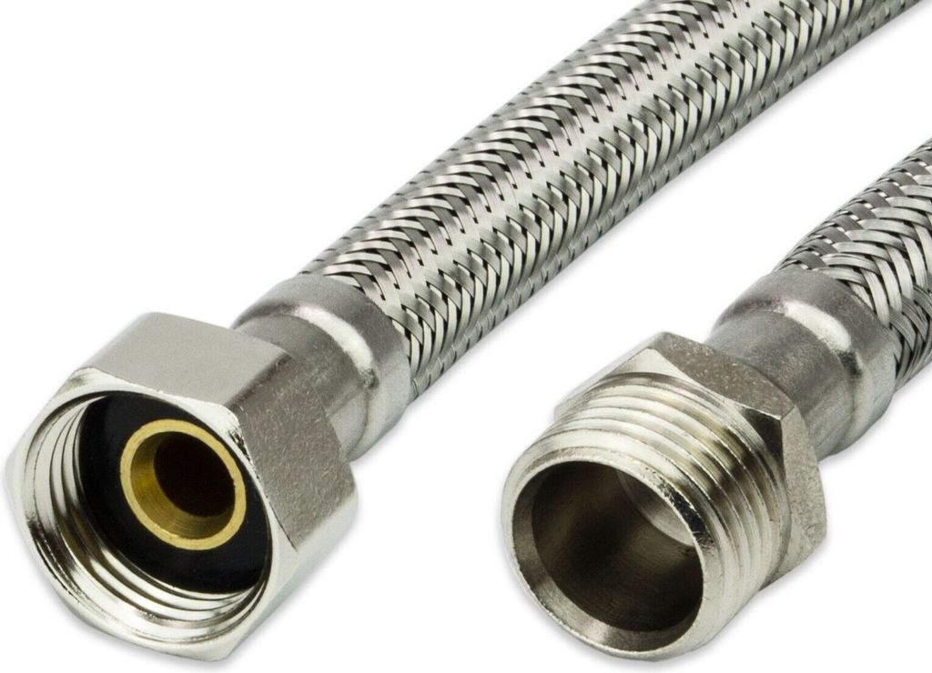 AWM Edelstahl Flexschlauch (DN13) 3/4" ÜM x 3/4" AG - 300 cm Armaturn Panzerschlauch Sanitär Hauswasserwerk